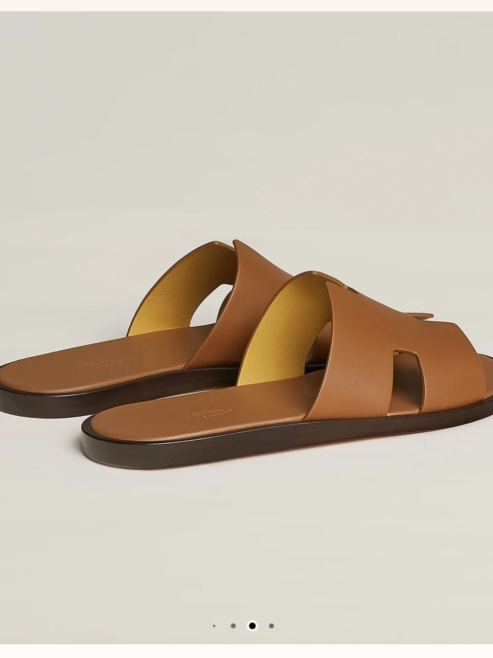 Men's Hermes Izmir Sandals Gold Sz 44 EUC W/ Box Dust Bags